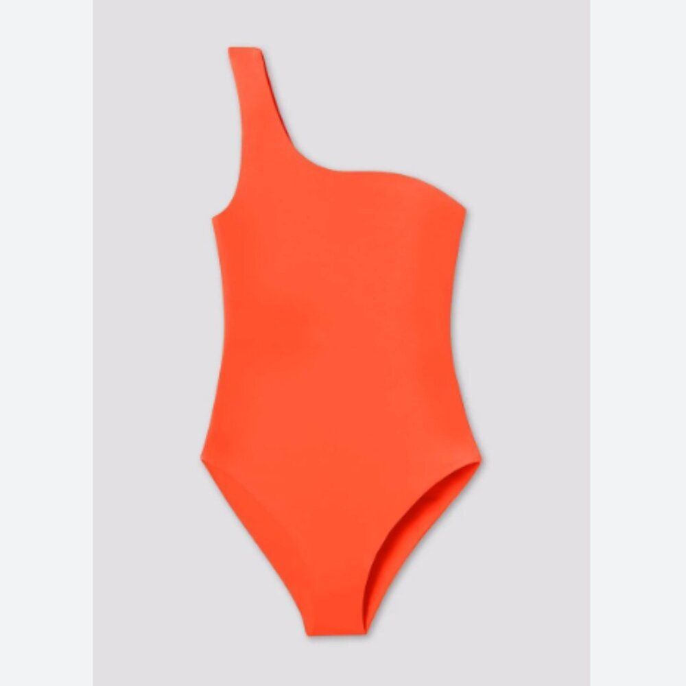GIRLFRIEND COLLECTIVE (NWT) Oasis One Shoulder One Piece, Koi (Orange), Size XS